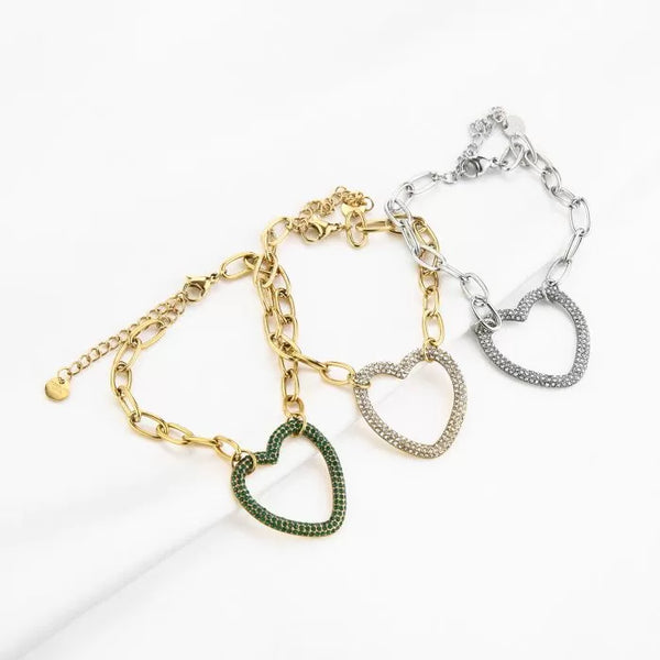 Bijoutheek Bracelet (jewelry) Link Heart Zirconia