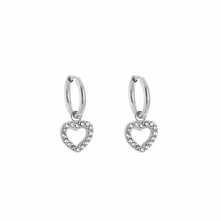 Michelle Bijoux Earrings Heart White Stone