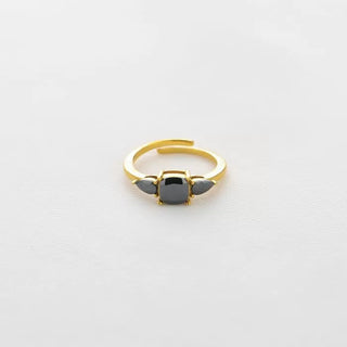 Koop zwart Michelle Bijoux Ring (Sieraad) Vierkante Steen (One Size)