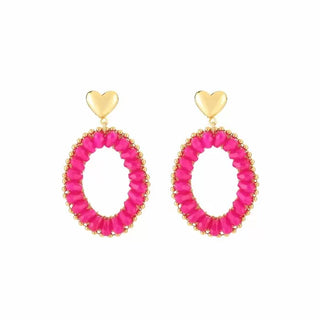 Koop fuchsia Bijoutheek Ear Studs Oval Colored Beads