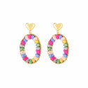 Bijoutheek Ear Studs Oval Colored Beads