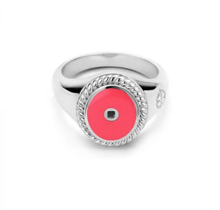 Mi Moneda-MMV ICONS RING OVAL 925 SILVER SILVER PLATED WITH RED ENAMEL