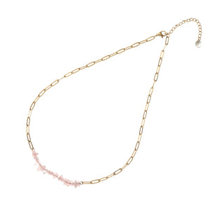 Go Dutch Label Necklace pink stones rose quartz Gold