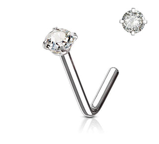 Koop white Nose stud Sterling Silver with round colored crystal (1.5mm-2mm)