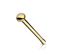 Nose stud Sterling Silver with round colored ball of gold (1.5mm-2mm)