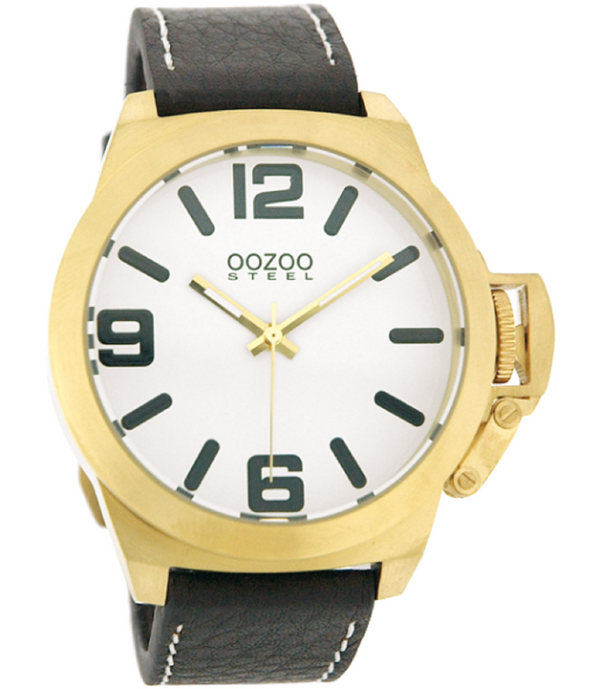 Oozoo Steel Horloge bruin/wit - OS009 (46mm)