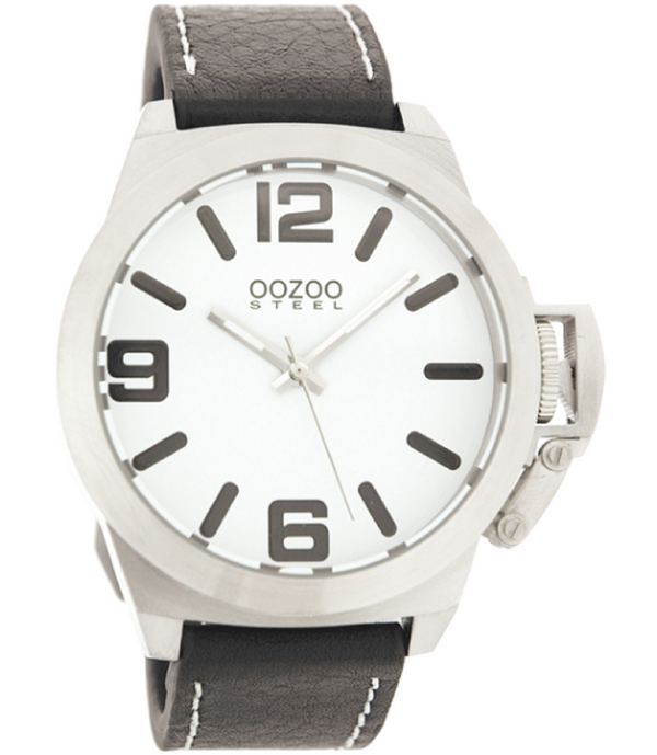 Oozoo Steel Watch schwarz/weiß-OS010 (46mm)