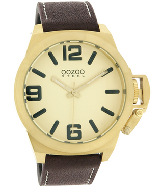 Oozoo Steel Horloge bruin-OS102 (46mm)