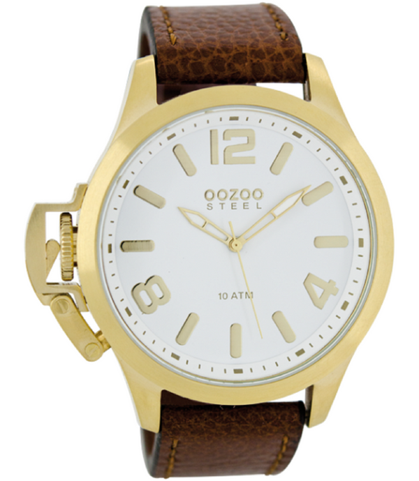 Oozoo Steel Horloge cognac-OS336 (46mm)