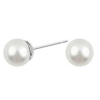 Silver pearl stud earrings, White (3-12MM)