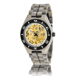 HOT&TOT | Carbon Gold wooden Watch | 44MM | Ebony and Zebrano wood