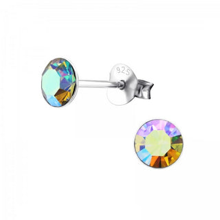 Silver stud earring, AB Swarovski crystal (3-5MM)