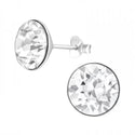 Silver stud earrings, White Swarovski crystal (4-10MM)
