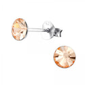 Zilveren oorknop, Light Peach Swarovski kristal (6-8MM)