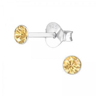 Silver stud earring, Light Colorade Topaz Swarovski crystal (3-5MM)