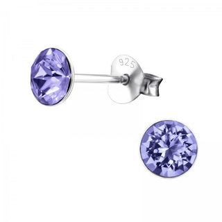 Silver stud earring, Tanzanite Swarovski crystal (5-8MM)