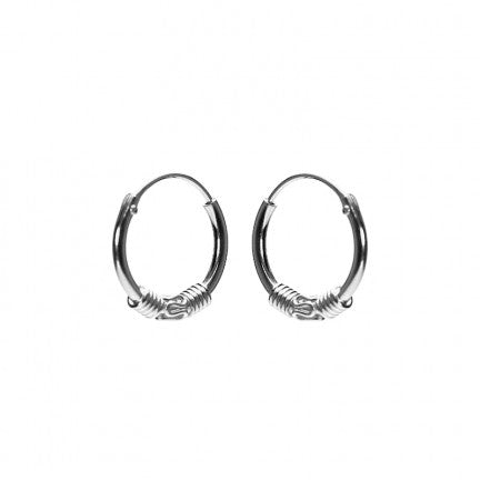 Karma Bali hoop Earrings Silver (12MM)