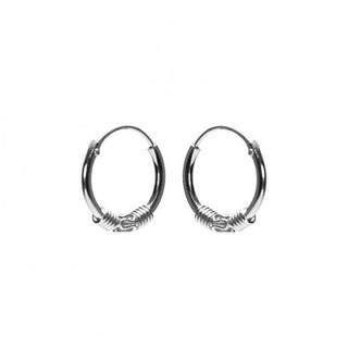Karma Bali hoop Earrings Silver (12MM)