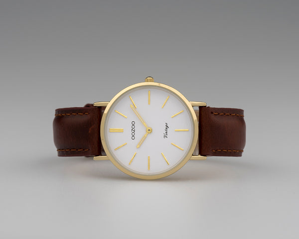 Oozoo Vintage watch-C9836 brown/white (32mm)