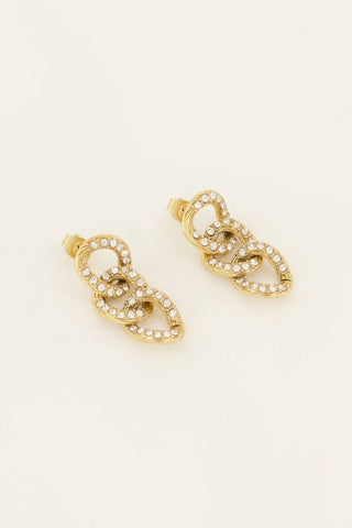 Koop gold My Jewelery Earrings with flat links &amp; rhinestones