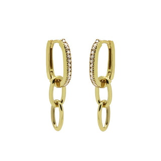 Koop gold Karma Earrings oval hoop chains