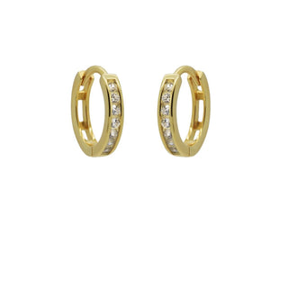 Koop gold Karma Earrings around 2 rhinestone rows