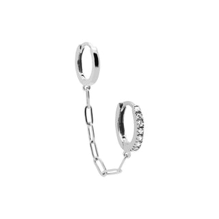Koop silver Karma Earrings double hoop chain