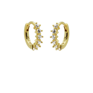 Koop gold Karma Earrings White Zirconia Stones