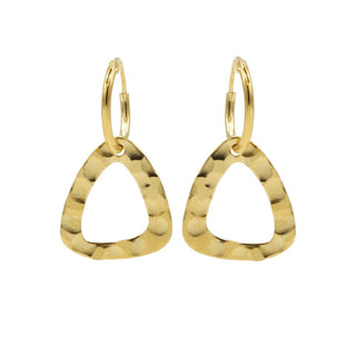 Koop gold Karma Earrings open triangle hammered