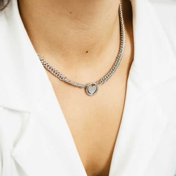 Michelle Bijoux Necklace link heart Silver