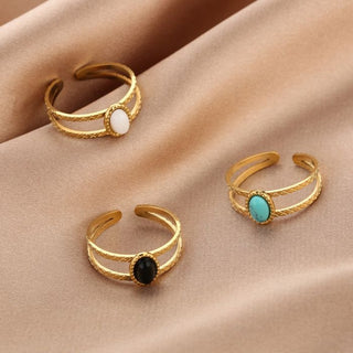 Kopen zwart Michelle Bijoux Ring Dubbel Goud (One Size)