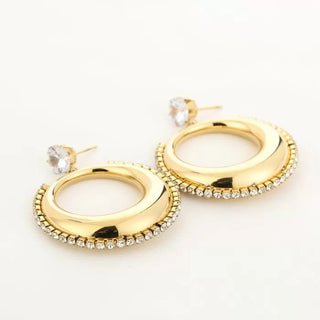 Koop gold Michelle Bijoux Stud Earrings Chunky Rhinestone Earrings