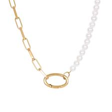 Koop gold iXXXi necklace Square chain pearl (LENGTH 45CM)