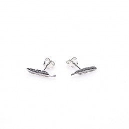 Karma Symbols Earring Small Feathers Silver