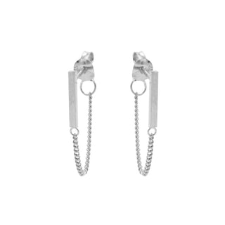 Koop silver Karma earring chain tubes square