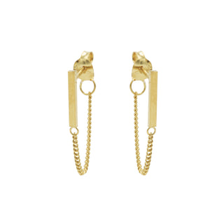 Koop gold Karma earring chain tubes square