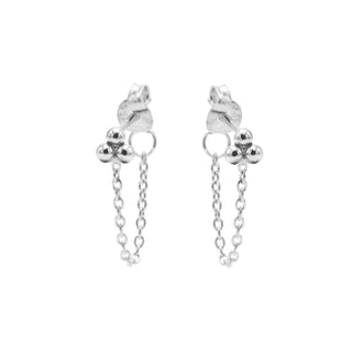 Koop silver Karma earring chain triple dots