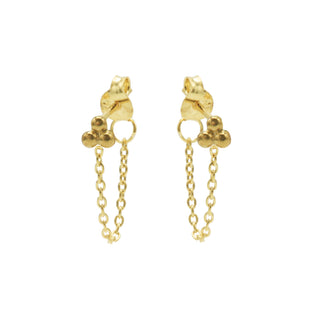 Koop gold Karma earring chain triple dots
