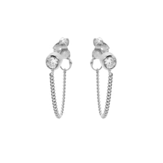 Koop silver Karma chain earring zirconia
