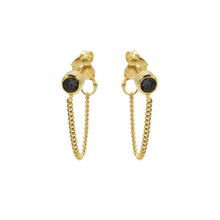 Koop gold Karma earring Chain Black Zirconia