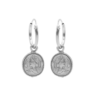 Kopen zilver Karma Symbols oorbel Coin