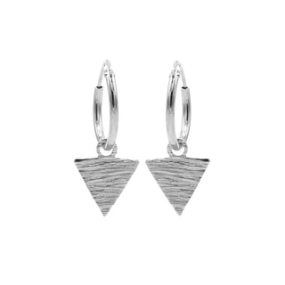 Koop silver Karma symbols earring triangle wood