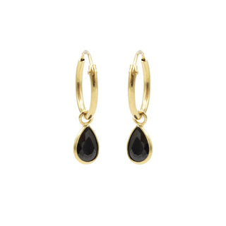 Koop black Karma symbols earring drop crystal gold
