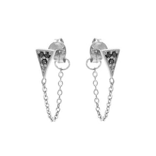 Koop silver Karma Chain earring Black Zirconia Triangle