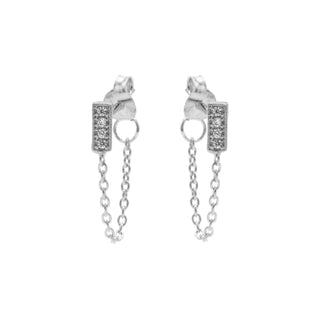 Koop silver Karma Chain earring Rectangle
