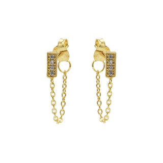 Koop gold Karma Chain earring Rectangle