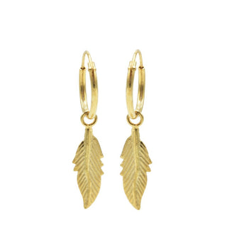 Koop gold Karma Symbols earring feather