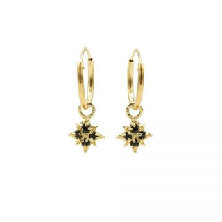 Koop gold Karma Symbols earring Black Zirconia Morningstar