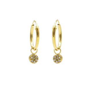 Koop gold Karma Symbols earring Zirconia Mini Disc