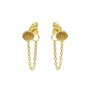 Koop gold Karma chain earring shell